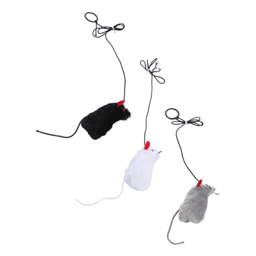 ibasenice 3stücke Interaktives Katzenspielzeug Mit Lauten Maus-Form Katzenspielzeug Zum Necken Für Zuhause Pull Ring Zum Spielen von ibasenice