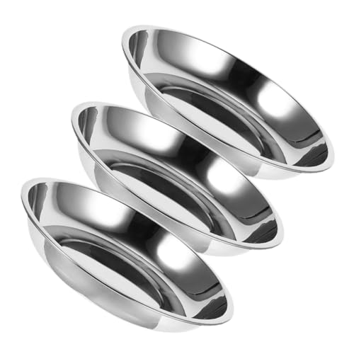 ibasenice 3stücke Edelstahl Katzennapf Flach Breit Für Hunde Schüssel Mit Rutschfestem Boden Für Futter Und Wasser Haustiernapf Metall Futternapf von ibasenice