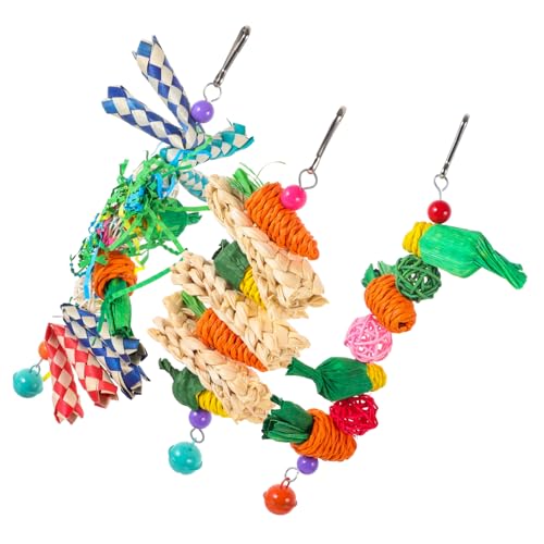 ibasenice 3stücke Kauspielzeug Für Vögel Und Papageien Zerkleinerungsspielzeug Hängend Beißspielzeug Für Vogelkäfige Rattan Ball Für Spielspaß Nahrungssuche Spielzeug Für von ibasenice