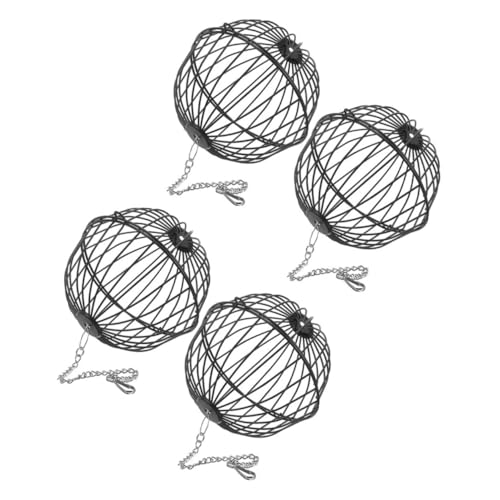 ibasenice 4 Stück Hamsterkäfig Spender Feederbälle Futterautomat Für Haustiere Hasenfutter Kaninchengras-futterball Hängende Feeder Futterstelle Für Kaninchen Rostfreier Stahl Black von ibasenice