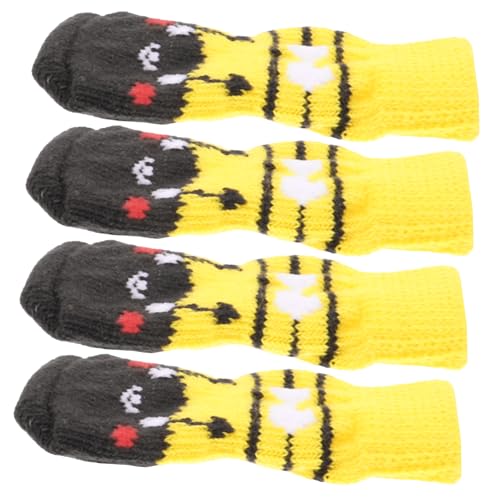ibasenice 4 Stück Haustier Socken Grip-socken Welpensocken Griff Hundepfote Hundesocken Mit Grip Abdeckung Pfoten Beschützer Wickeln Groß Welpenbedarf Hundezubehör Baumwolle Yellow von ibasenice