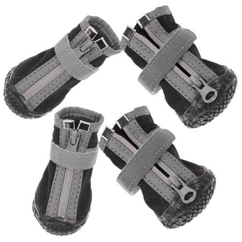 ibasenice 4 Stück Hundestiefeletten Kleine Schutzpfotenstiefel Größe Hunde wasserdichte Schuhe Katzenstiefeletten Hundeschneestiefeletten Welpenstiefeletten Schwarzer Gummi von ibasenice