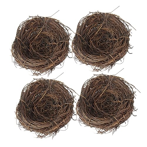 ibasenice 4 Stück Kunstvolle Rattan Vogel Nester Dekoration für Garten und Fotografie Große Ornamente aus Flexiblem Material für Süße Kleine Gegenstände von ibasenice