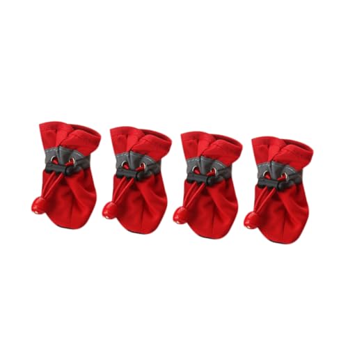 ibasenice 4 Stück Schuhe Hund Schuh Stiefel Hundeschuhe für mittelgroße Hunde Atmungsaktive Hundeschuhe Dog Shoes Bequeme Hundeschuhe Schuhe für Hunde Schuhe Haustier Hundestiefel rot von ibasenice