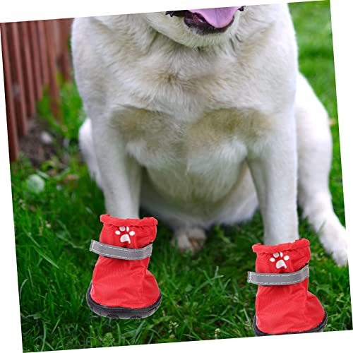 ibasenice 4 Stück wasserdichte Hundeschuhe rutschfest Outdoor Pfotenschutz Reflektierend für Kleine und Mittlere Hunde Polyester Atmungsaktiv Schutz vor Nässe und Verletzungen bei von ibasenice
