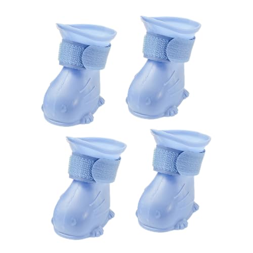 ibasenice 4 Stück wasserdichte Schuhe hundeschuhe Dog Shoes Hunderegenschuhe Greifer Haustier Stiefel Traktion Pfote Regenschuhe für Hunde im Freien Regenschuhe für Welpen Schritt Blue von ibasenice