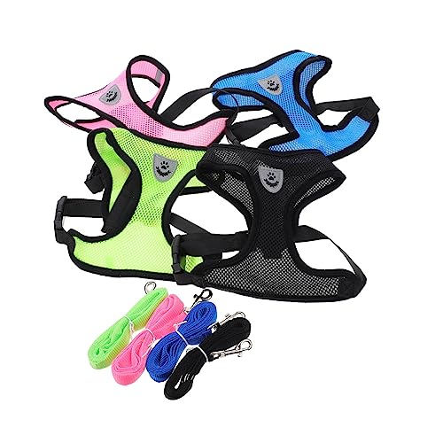 ibasenice 4Sätze Hundegeschirr Und Leine Teilig Atmungsaktives Mesh Für Kleine Und Welpen Outdoor Aktivitäten von ibasenice