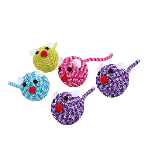 ibasenice 5stücke Spielmaus Für Katzen Elastisches Seil Katzenspielzeug Interaktives Fangspielzeug Katzenmausspielzeug Naturmaterialien Bunte Design Haustierspielzeug von ibasenice
