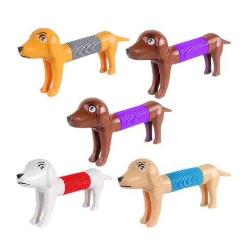 ibasenice 5st Stressabbauendes Hundespielzeug Spielzeuge Cartoon-Stretch-pop-röhre Gastgeschenke Pop-Tube-Spielzeug Wiederverwendbares Dehnbares Spielzeug Kordelzug Plastik Elastisch von ibasenice