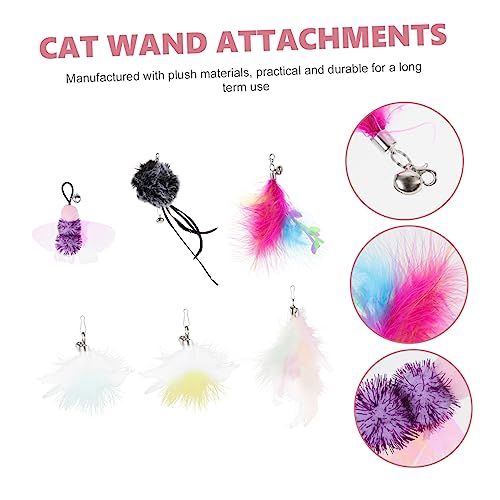 ibasenice 6 Stück Teiliges Katzenspielzeug Ersatzköpfe Leichte Flexible Katzenangel Aufsätze für Indoor Katzen Interaktives Katzenspielzeug zur Bewegung und Beschäftigung Schadstofffrei von ibasenice