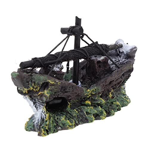 ibasenice Aquarium Dekoration Fisch Tank Schiff Ornament Tankdekor für Piratenschiffe Piratenschmuck Piratenschiffwrack-Aquariumdekorationen Ornamente Versteck Aquarium Piratenboot Harz von ibasenice