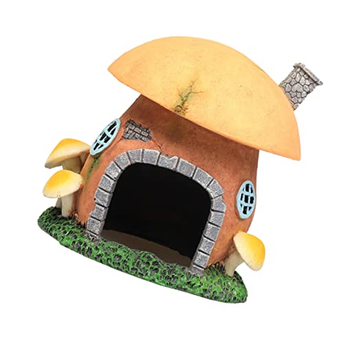 ibasenice Aquarium Dekoration Pilz Schloss Versteck aus Umweltfreundlichem Harz Langlebige Unterwasser Höhle als Fischbecken und Schildkröten Unterschlupf Leichtes Terrarium Ornament für von ibasenice