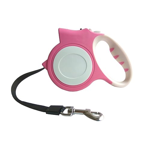 ibasenice Automatische Einziehbare Hundeleine mit LED Taschenlampe Teleskop für Kleine und Mittelgroße Rosa Ergonomischer für Sicheres Training und Nächtliche von ibasenice