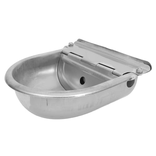 ibasenice Automatischer Trinkbrunnen Hundetränke Kuh Wassernapf Schwimmerventil des Wassertanks Bebederos para Gallinas Futtertrog Für Pferde Große Wasserschale Silver Rostfreier Stahl von ibasenice
