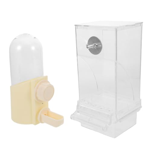 ibasenice Automatischer Vogelspender und Wasserspender für Wellensittiche und Papageien Transparentes Futter Trinkbehälterset Platzsparend und Sauber Geeignet für Vogelkäfigzubehör und von ibasenice