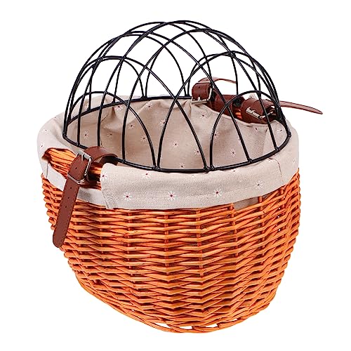 ibasenice Fahrradkorb Vorderkorb aus Stabilem Rattan mit Innenfutter Robuster Haustierkorb für Katzen und Hunde Vielseitiger Lenkerkorb für Einkauf und Transport Einfache Zufällige Farbe von ibasenice