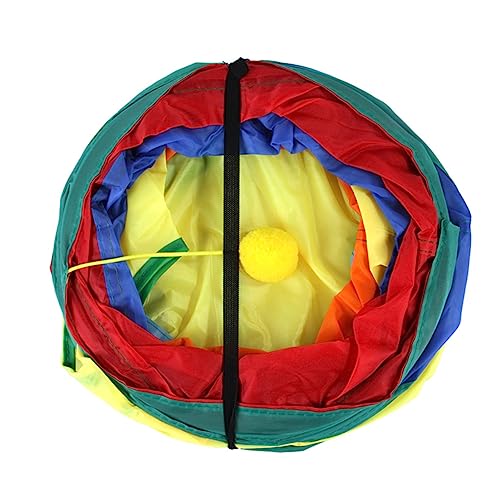 ibasenice Faltbarer Katzentunnel mit Rascheleffekt Dreifacher Eingang Bunter Spieltunnel aus Langlebigem Kratzfestem für Interaktives Katzenspielzeug und Entspannenden Rückzugsort von ibasenice