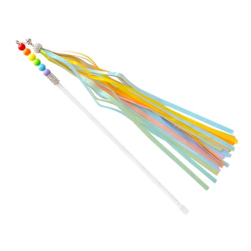 ibasenice Farbenfroher Katzen Teaser mit Glocke und Regenbogen Tassel Langer Interaktiver Spielstab für Party Performance Requisit für Mädchen Konzerte Tanz und Katzenbeschäftigung von ibasenice