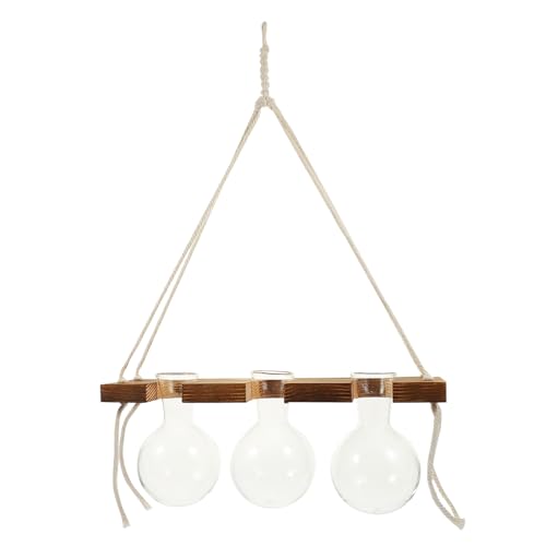 ibasenice Hängende Glasvase für Hydroponik mit Stabilem Seil und Holzständer Schmale Wandampel Pflanztopf für Blumen Platzsparende Dekoration für Wohnzimmer Büro und Garten Vintage Farbe ibasenice Hängende Glasvase für Hydroponik mit Stabilem Seil und Holzständer Schmale Wandampel Pflanztopf für Blumen Platzsparende Dekoration für Wohnzimmer Büro und Garten Vintage Farbe von ibasenice