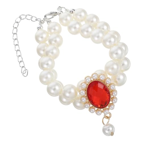 ibasenice Halskette Mit Haustierperlen Katzenhalsband-anhänger Hochzeitskragen Verstellbares Welpenhalsband Dekoratives Katzenhalsband Verstellbares Hundehalsband Hundeschmuck Rot Abs von ibasenice