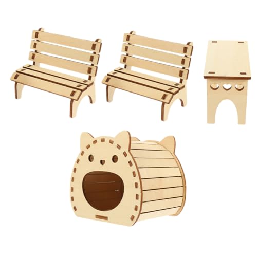 ibasenice Hamster Holzhaus DIY mit Tisch und Stühlen Kleines Kleintier Versteck aus Sicherem Holz Selbstmontierbares Spielhaus für Hamster und Kleine Haustiere als Rückzugsort und Spielplatz ibasenice Hamster Holzhaus DIY mit Tisch und Stühlen Kleines Kleintier Versteck aus Sicherem Holz Selbstmontierbares Spielhaus für Hamster und Kleine Haustiere als Rückzugsort und Spielplatz von ibasenice