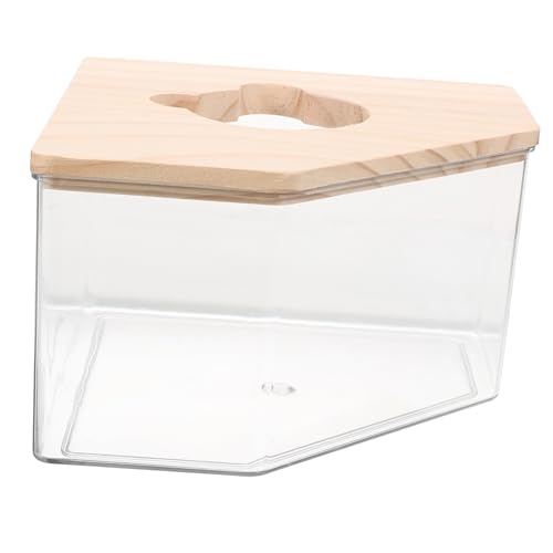 ibasenice Hamster Sandbad Box mit Holzdeckel Multifunktionale Hamster Sandbadewanne und Toilette Transparenter Nager Sandkasten Chinchilla und Kleine Haustiere Pflegeleicht und Sicher von ibasenice