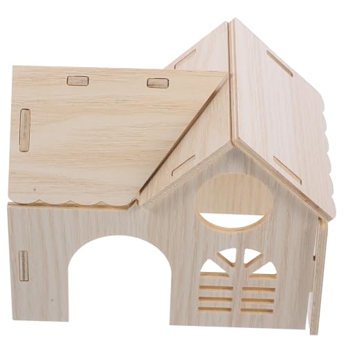 ibasenice Hamster Versteck Spielhaus für Nager Sicheres und Langlebiges Schlafnest aus Holz für Hamster und Chinchillas Fördert Käfig von ibasenice