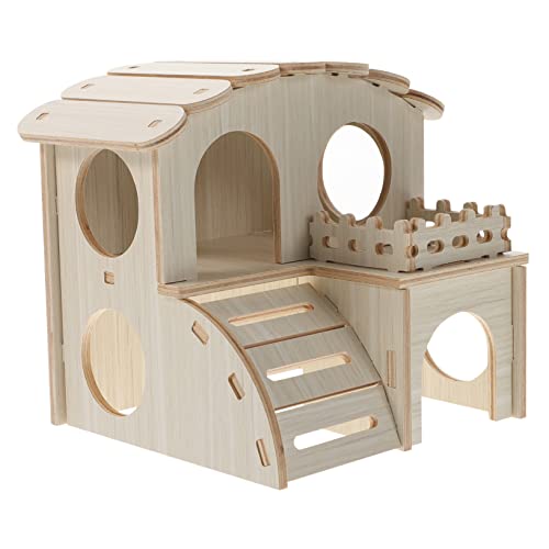 ibasenice Hamsterhaus Aus Holz Haustierhaus Für Innenbereich Naturholz Schlafnest Für Hamster Spielzeug Für Kleintiere von ibasenice