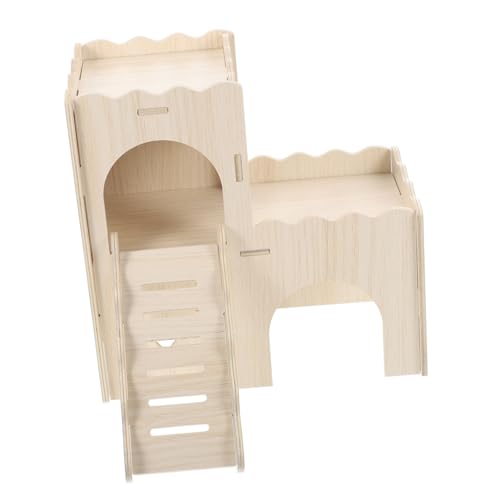 ibasenice Hamsterhaus aus Holz mit Leiter und Plattform DIY Holzspielzeug für Hamster und Meerschweinchen Langlebiges Versteck und Kletterhaus für Kleine Nager Beißfest und Vielseitig von ibasenice