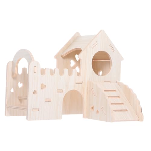ibasenice Hamsterhütte Holz-Hamster-Labyrinth Kletterleiter Rutsche Zubehör Für Hamsterkäfige Kleintierversteck Hölzern Khaki von ibasenice