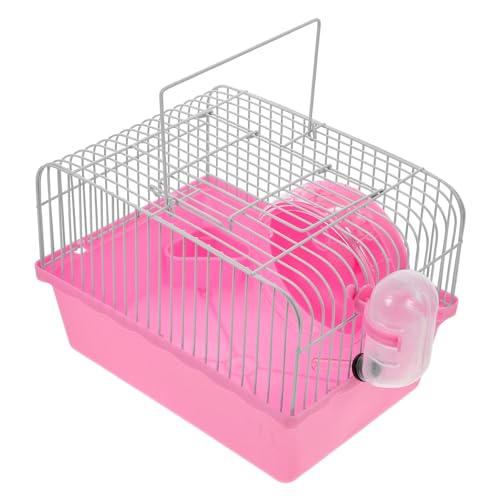ibasenice Hamsterkäfig Hamster Tragetasche Wasser Zwinger Käfige drinnen hamsterzubehör Hamster transportbox Hamsterbox Laufkäfig für Haustiere Tragbarer Transportkäfig für Hamster Abs Rosa von ibasenice