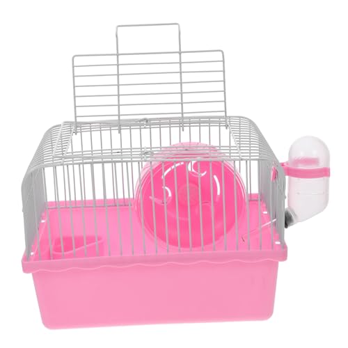 ibasenice Hamsterkäfig Wasser Zubehör Träger Zwinger Käfige Hamster transportbox kaninchenkäfig Hamster Reisebox Hamsterreisekäfig Transporthamster Tragbare Transportbox für Hamster Abs Rosa von ibasenice