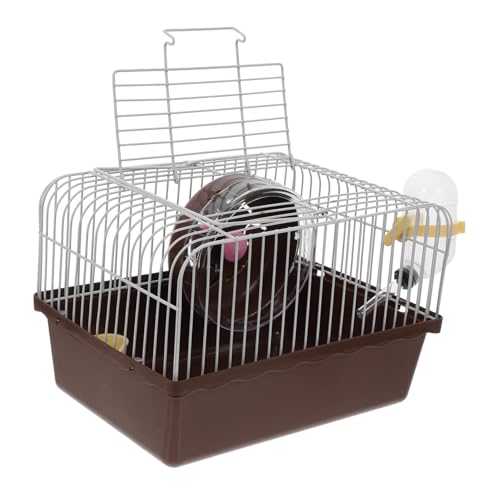 ibasenice Hamsterkäfig klein Reisen Hamster Tragetasche Wasser Träger Käfige Zubehör Reisekäfig für Hamster Hamstertransportbox Laufkäfig für Haustiere Tragbarer Hamster-Reisekäfig Abs Brown von ibasenice