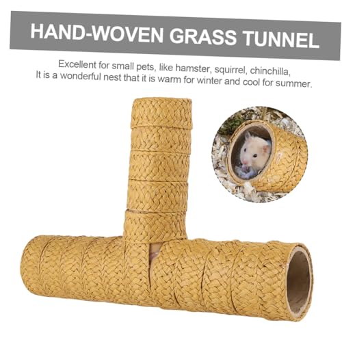 ibasenice Handgewebtes Gras Hamster Nest Natürlicher Gras Tunnel Kleines Weidenhaus für Kleintiere Sicherer und Tragbarer Haustiertunnel Geeignet für Hamster und Kleine Haustiere von ibasenice