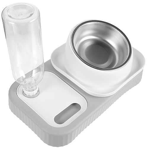 ibasenice Haustierfutterspender mit Wassernapf Automatischer Futter und Wasserspender für Katzen und Ergonomisches Design Schutz Wirbelsäule für Tierbedarf von ibasenice