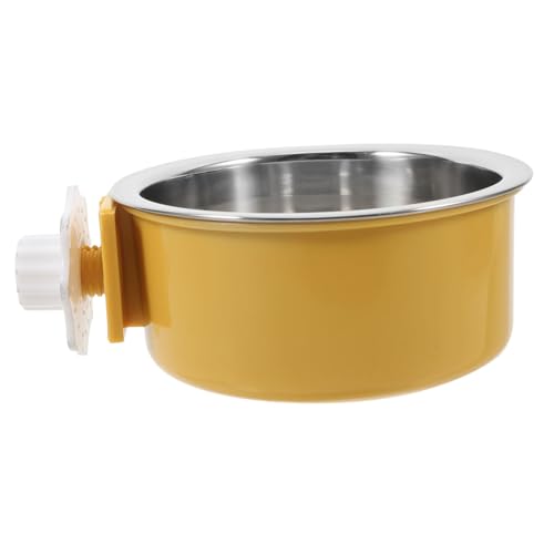 ibasenice Haustiernapf Hamster Katzen tierfutter Hundehüttenschüsseln Hundenapf Kistenschüsseln hundenäpfe aus Metall kleine Hundesschüssel Kiste Wasserschale Rostfreier Stahl Yellow von ibasenice