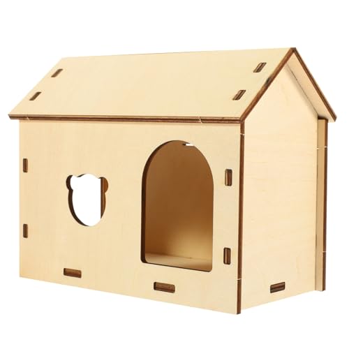 ibasenice Holz Hamsterhaus DIY Versteck für Kleine Nager Stabiles und Sicheres Holzspielzeug für Hamster Chinchillas und Rennmäuse Schützend und Bequem für Jede Jahreszeit von ibasenice