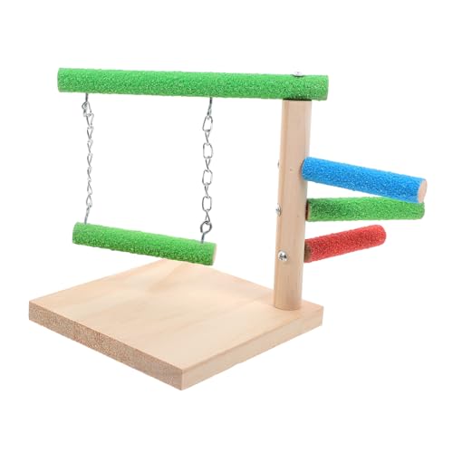 ibasenice Holz Papageien Sitzstange mit Schaukel Stabiler Indoor Vogelkäfig Ständer Trainingsstand für Wellensittiche Kleine Vögel und Nymphensittiche Dekoratives Desktop Vogelspielzeug von ibasenice