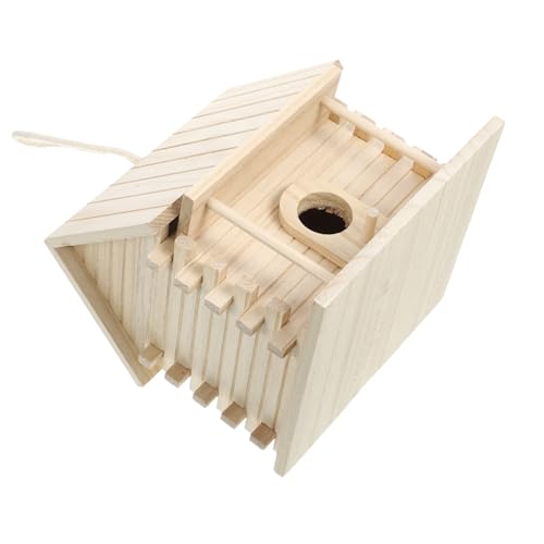 ibasenice Holz Vogelhaus Nistkasten für Wellensittiche und Papageien Wetterfestes Außengehege aus Robustem Holz Praktisch Langlebig Geeignet für Balkone und Garten Pflegeleicht für Zucht von ibasenice