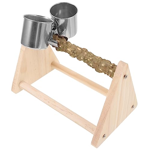 ibasenice Holz Vogelstand für Papageien Natürlicher Trainingsplatz aus Langlebigem Holz für Wellensittiche und Nymphensittiche als Futter und Wasserstation Stilvolles von ibasenice