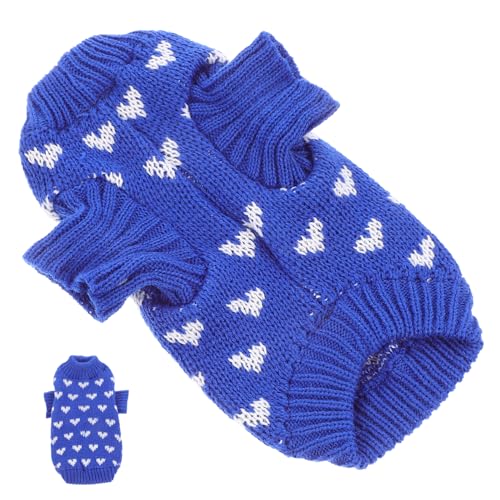 ibasenice Hundepullover Herzmuster Rollkragen für Kleine und Mittelgroße Hunde und Bequem Winteroutfit für Valentinstag Blau ibasenice Hundepullover Herzmuster Rollkragen für Kleine und Mittelgroße Hunde und Bequem Winteroutfit für Valentinstag Blau von ibasenice