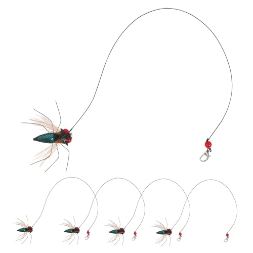 ibasenice Interactive Katzenangel Ersatzköpfe Fliegenform Lustige Katzenspielzeug Aufsätze Naturnahe Insektenform Fördert Jagd Fanginstinkt Einfache Befestigung Sicher und Langlebig von ibasenice