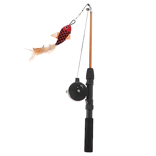 ibasenice Interaktives Katzenangel mit Federn Teaser Stick für Katzen Stimuliert Bewegung und Fördert Gesundheit und Fitness für Indoor Spiel von ibasenice