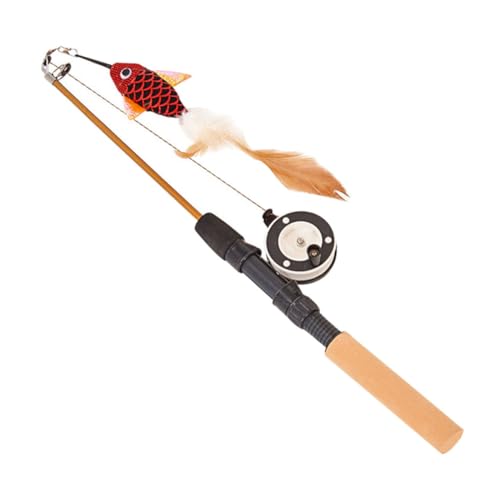 ibasenice Interaktives Katzenspielzeug Katzenangel mit Lustiger Pet Teaser Stab im Fishing Rod Stil Hochwertiges zur Beschäftigung für Katzen Stressabbauend und Langlebig Zufällige Farbe von ibasenice