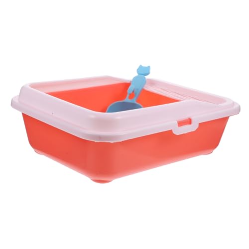 ibasenice Kasten Katzentoilette dustbin streuwanne Katzenklo mit Aktivkohle Katzenklo mit Filter Katzentlattenkätzchen Wurf Haustier Katzenklo strapazierfähige Katzenbettpfanne Sport Rosa von ibasenice