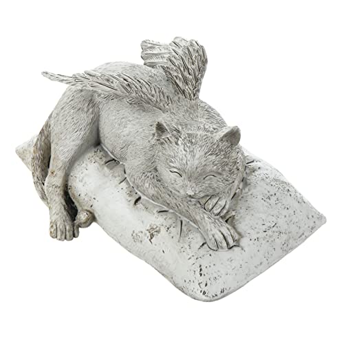 ibasenice Katzenengel Gedenkstatue aus Kunstharz Schlafende Katze für Garten Zuhause Gedenkfigur für Verstorbene Katze Katzengrabstein mit Engelsflügeln Andenken für Haustierliebhaber von ibasenice