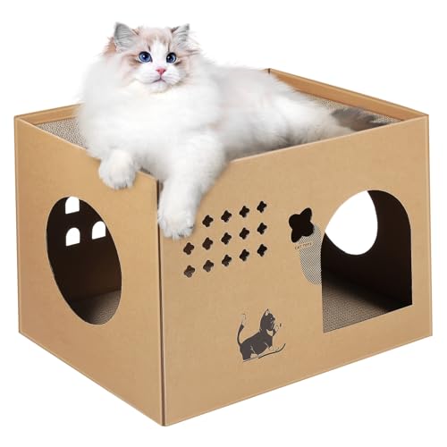 ibasenice Katzenhaus Aus Doppelschichtige Wellpappe Katzenvilla Mit Design Kratzen Und Entspannen Für Katzen Kleines Katzenhaus Für Drinnen von ibasenice