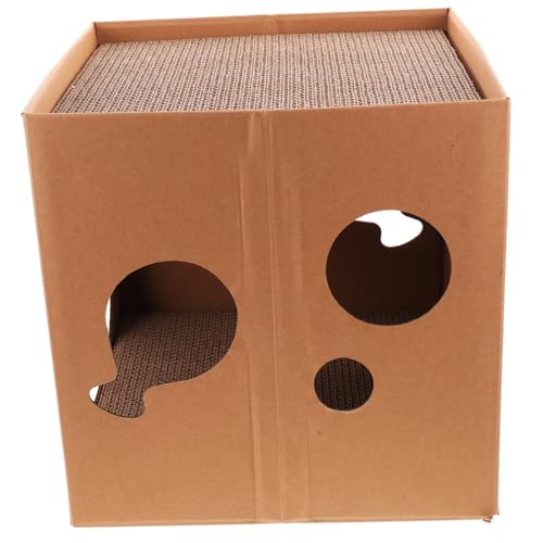 ibasenice Karton Katzenhaus Mit Kratzfläche Multifunktionale Katzenspielzeug Für Drinnen Kratzen Spielen Und Ausruhen Wellpapp-Design Für Katzenkomfort von ibasenice