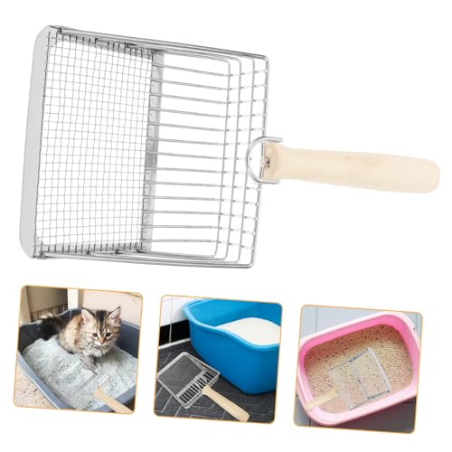 ibasenice Katzenschaufel mit Ergonomischem Holzgriff Langlebig und Rostfrei Lochstruktur für Effektive von Katzenstreu Komfortabel und Wiederverwendbar für Katzentoilette und Pellets von ibasenice