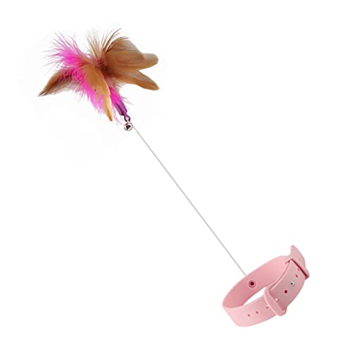 ibasenice Katzenspielzeugkragen Katzen-Teaser neckisch Nacken Teaserspielzeug Kragen Katzenhalsband mit Glocke Katzenspielzeug um den Hals künstliche Feder Rosa von ibasenice